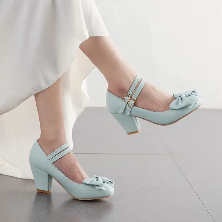 Sweet Fashion High Heels Chunky Heels Bow Women's Shoes
