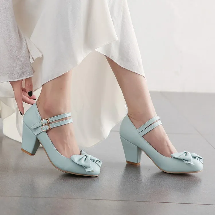 Sweet Fashion High Heels Chunky Heels Bow Women's Shoes