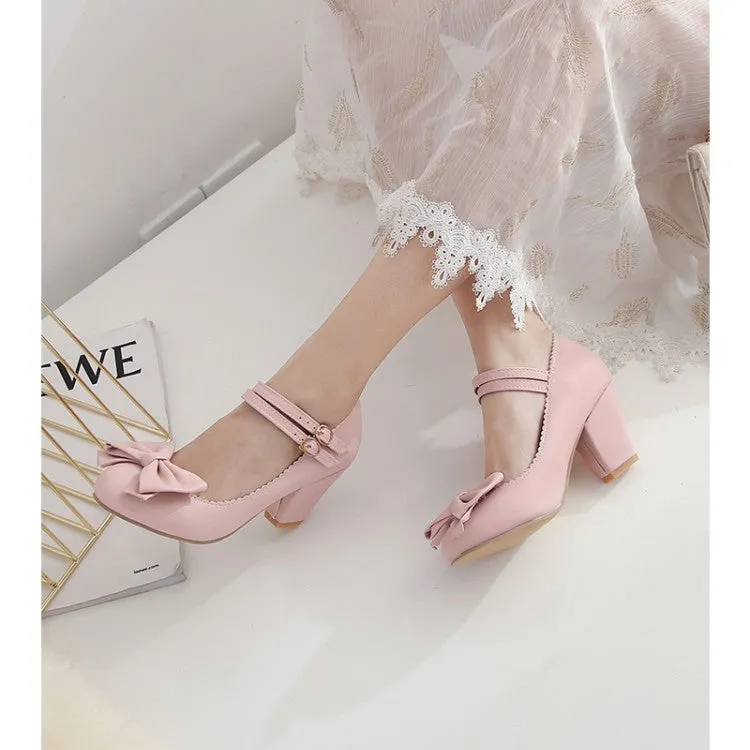 Sweet Fashion High Heels Chunky Heels Bow Women's Shoes