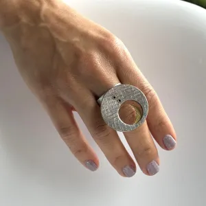 SWIRL Mixed Metal Fanned Circle Adjustable Ring from the SCULPTURAL Collection