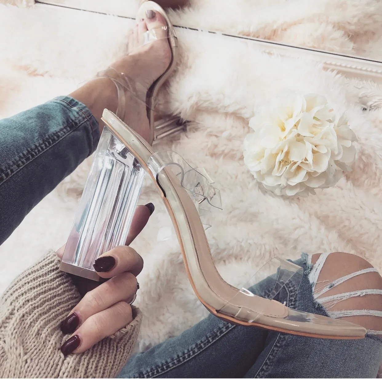 Tables Turn Clear block Heels