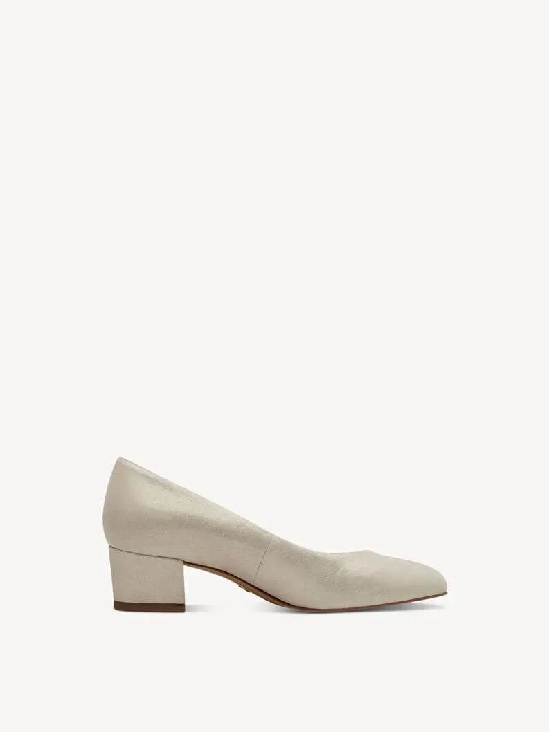 TAMARIS Women's Leather Pumps with Block Heel and ANTIslide Technology
