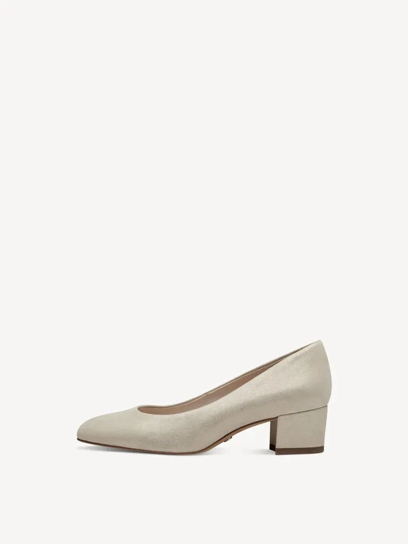 TAMARIS Women's Leather Pumps with Block Heel and ANTIslide Technology