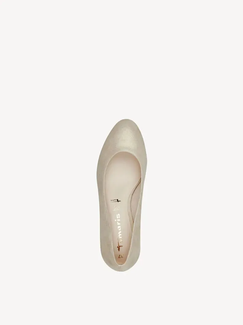 TAMARIS Women's Leather Pumps with Block Heel and ANTIslide Technology