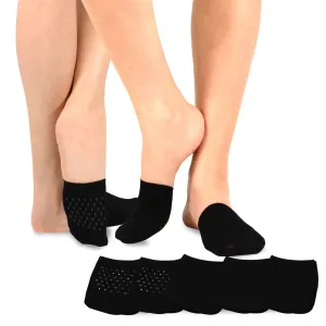 TeeHee Socks Women's Toe Topper Nylon No Show Black 5-Pack (11785)