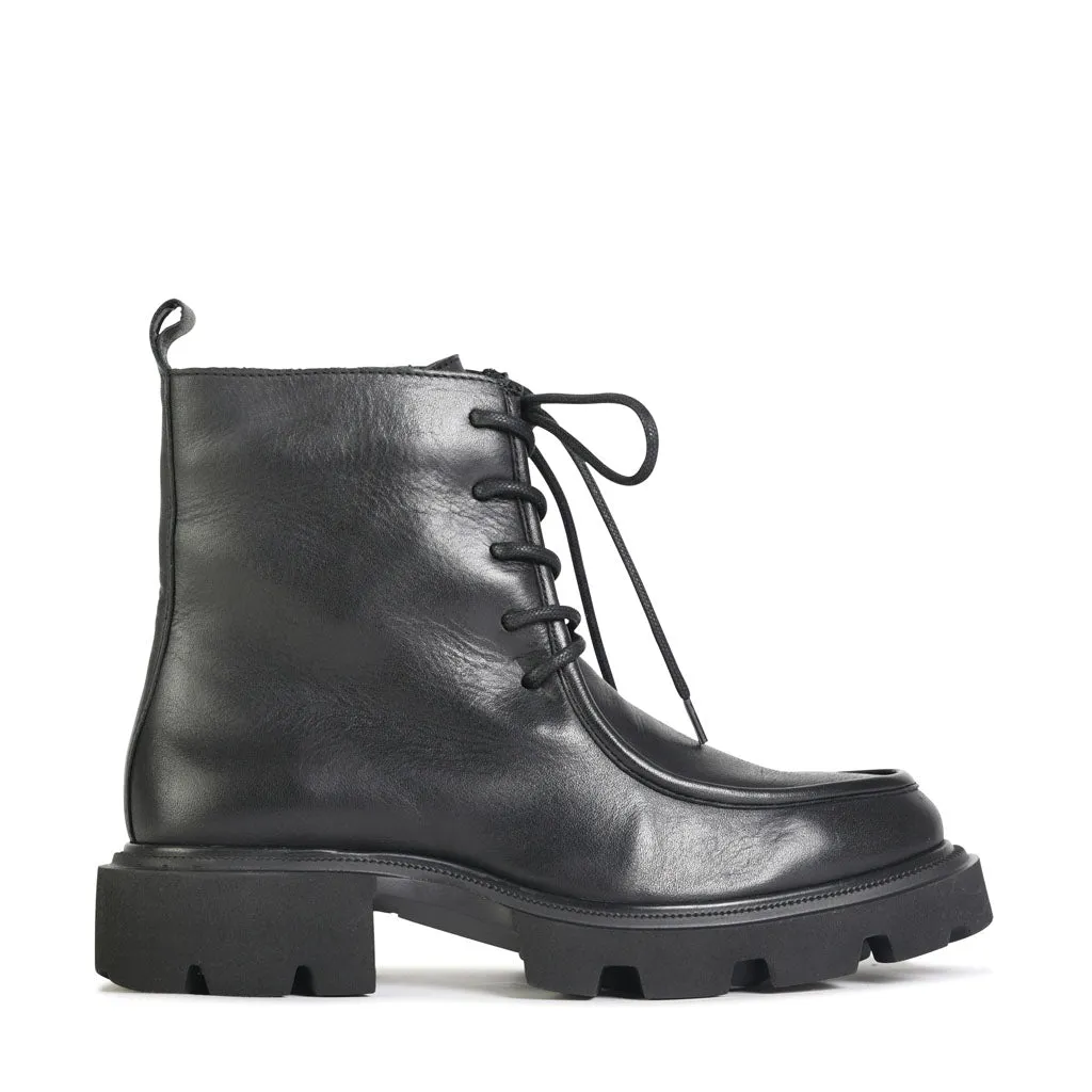TESSA LEATHER COMBAT ANKLE BOOTS