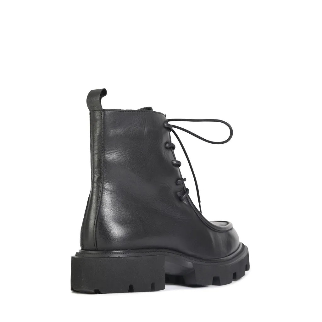TESSA LEATHER COMBAT ANKLE BOOTS