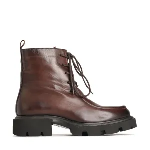 TESSA LEATHER COMBAT ANKLE BOOTS