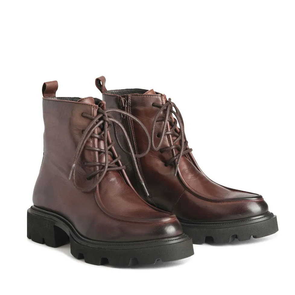 TESSA LEATHER COMBAT ANKLE BOOTS