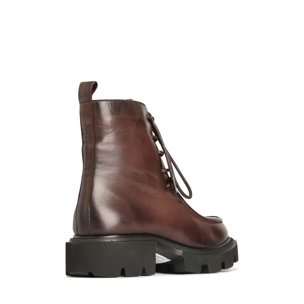 TESSA LEATHER COMBAT ANKLE BOOTS