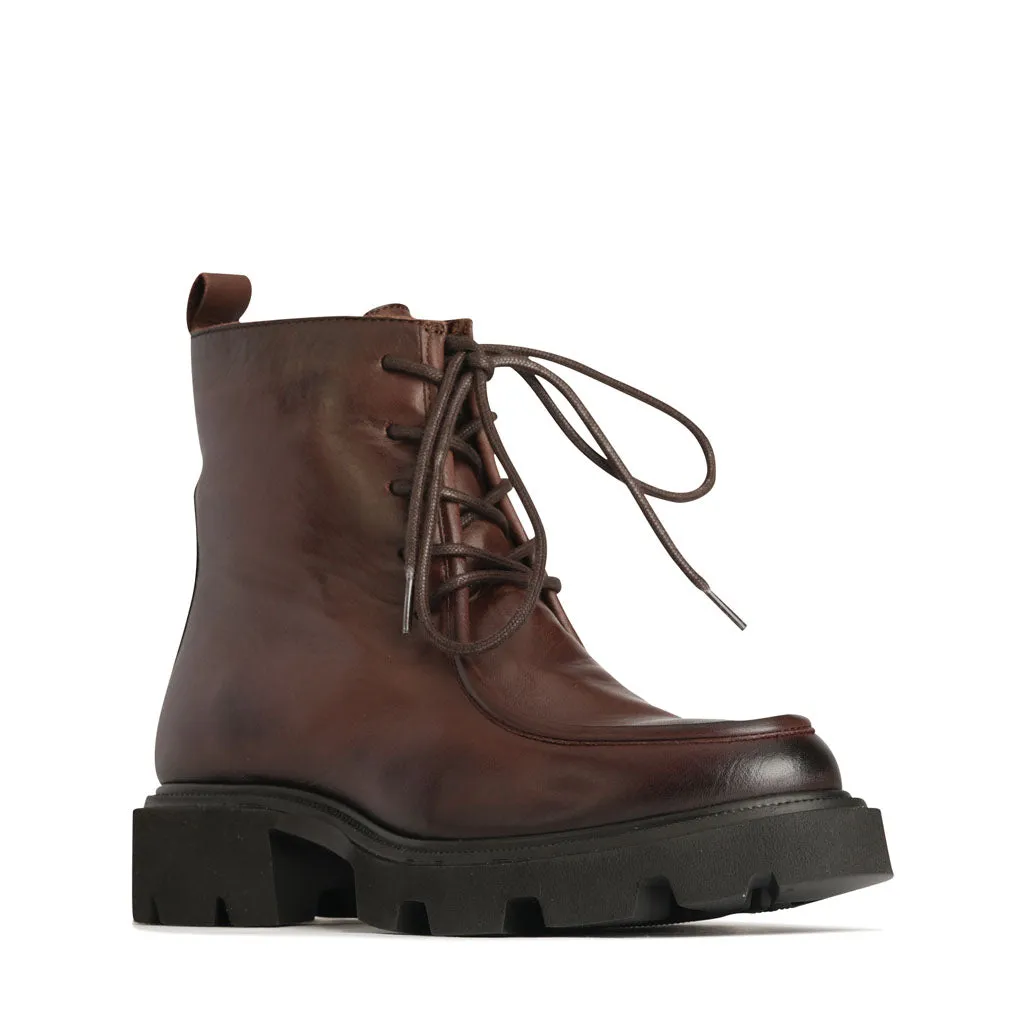 TESSA LEATHER COMBAT ANKLE BOOTS