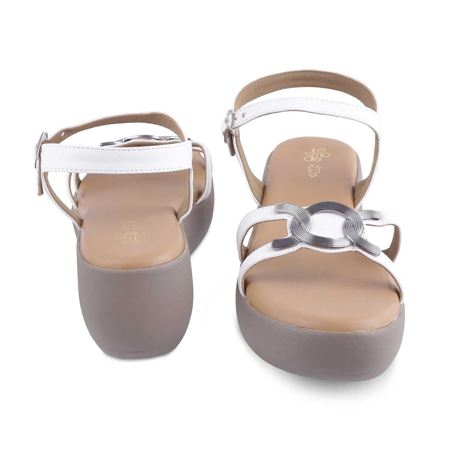 The Sud White Women's Dress Wedge Sandals Tresmode