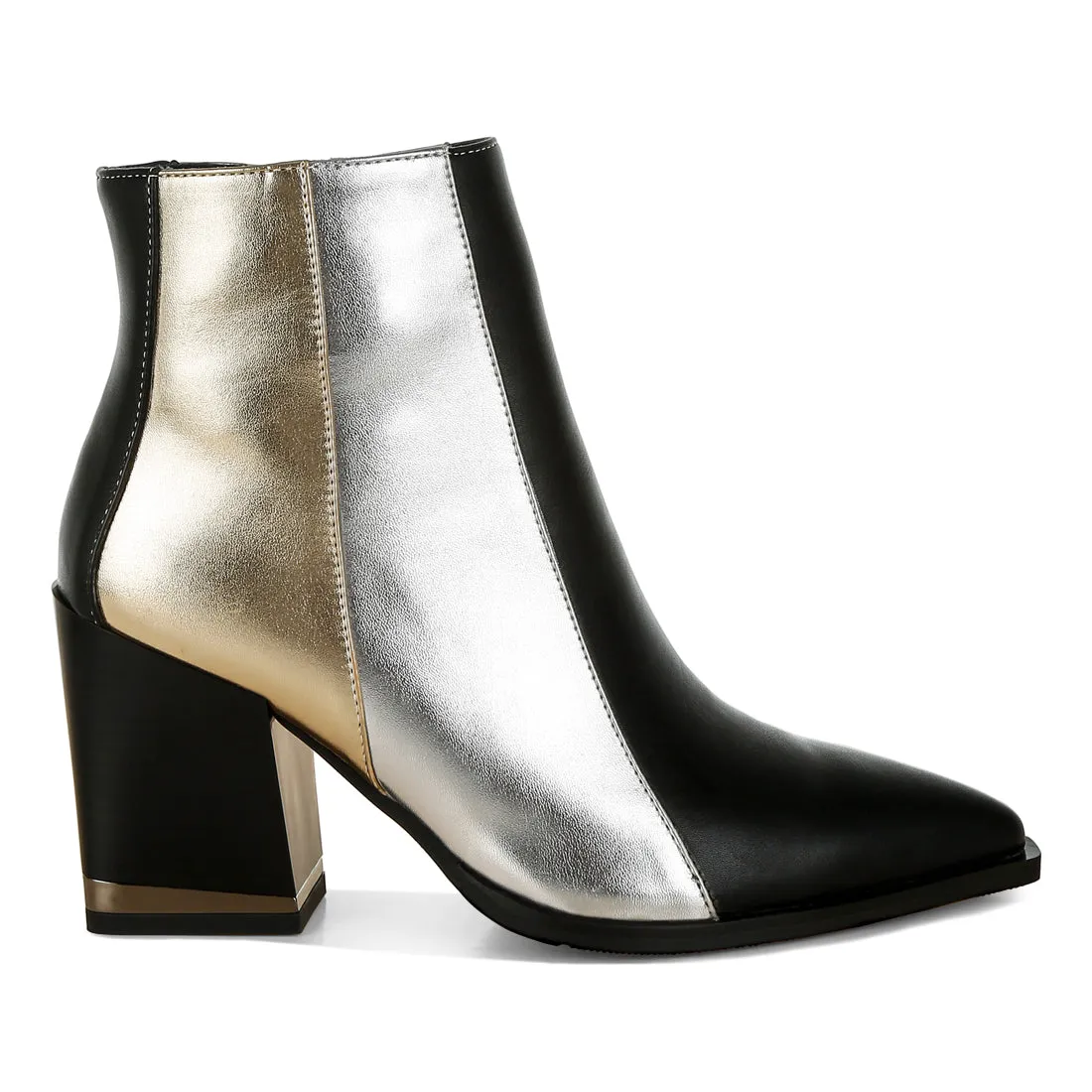 Three Tone Block Heel Boots