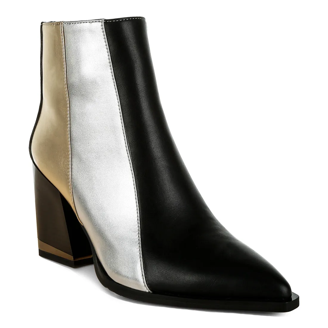 Three Tone Block Heel Boots