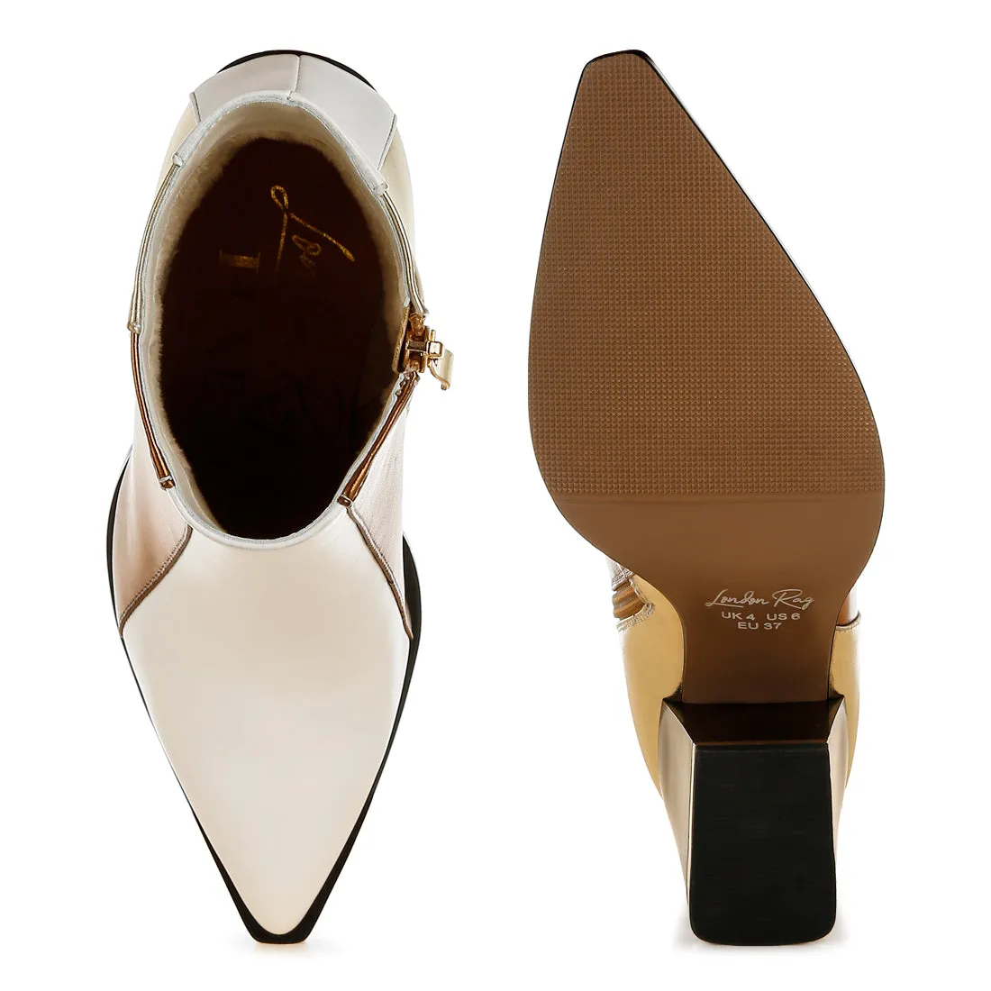 Three Tone Block Heel Boots