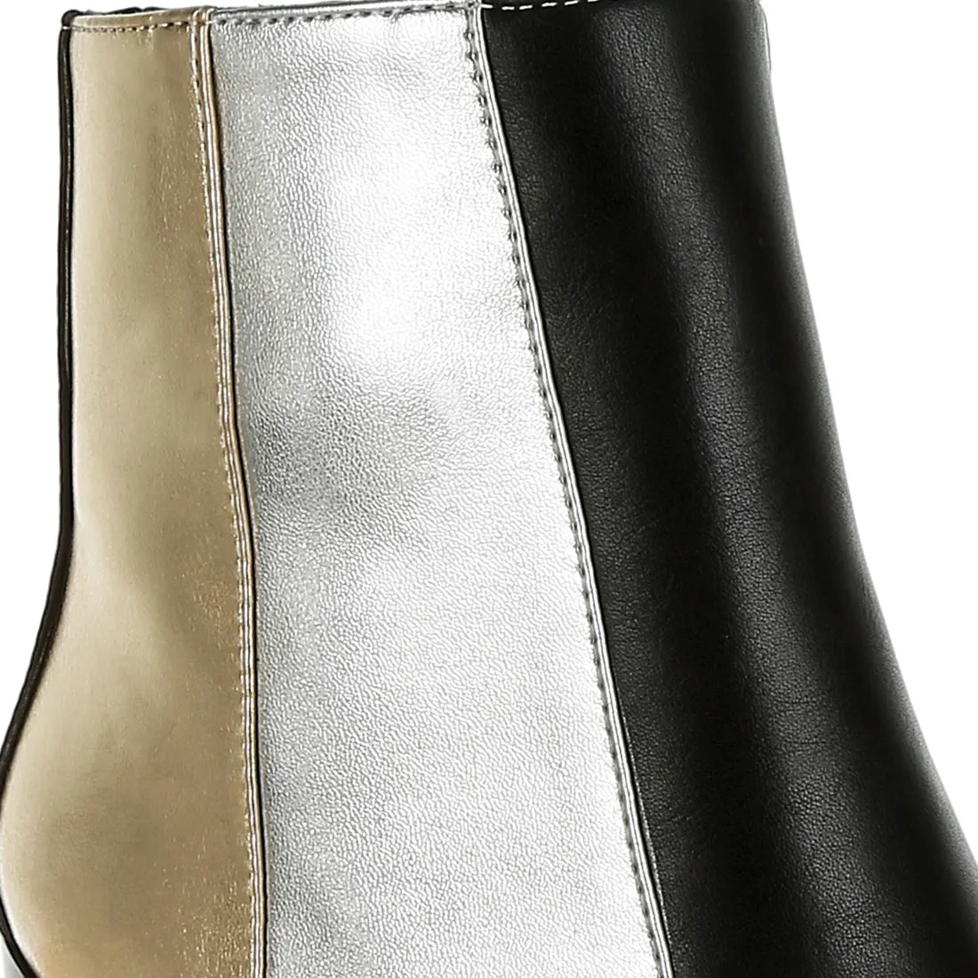 Three Tone Block Heel Boots