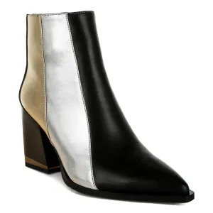 Three Tone Block Heel Boots