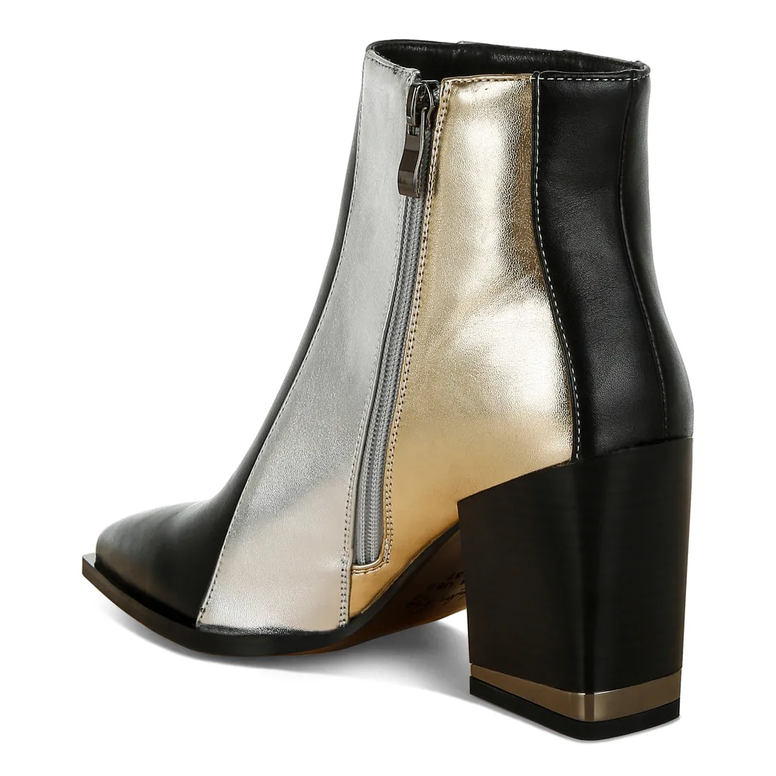 Three Tone Block Heel Boots