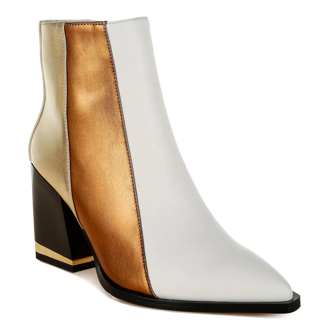 Three Tone Block Heel Boots