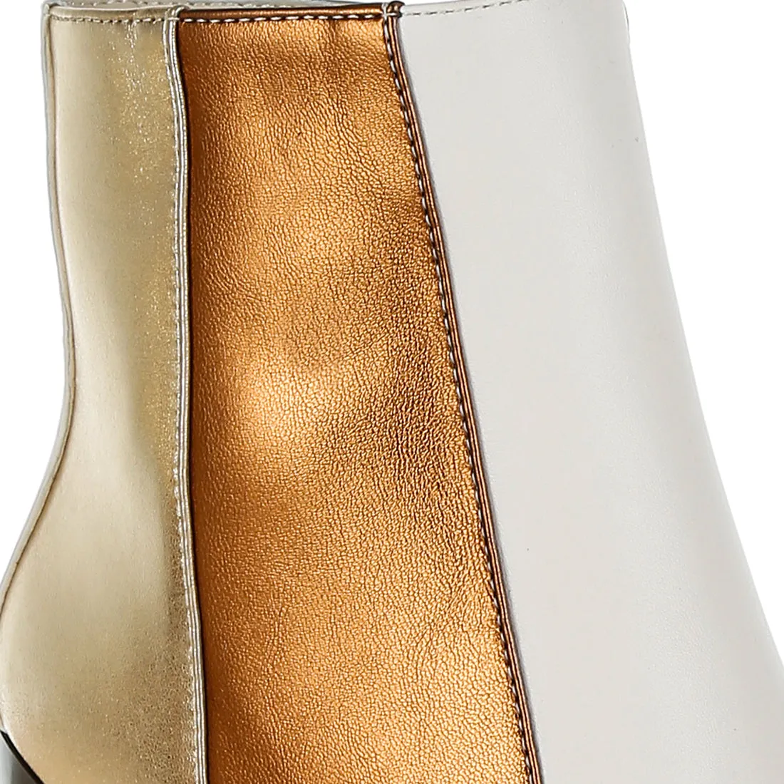Three Tone Block Heel Boots