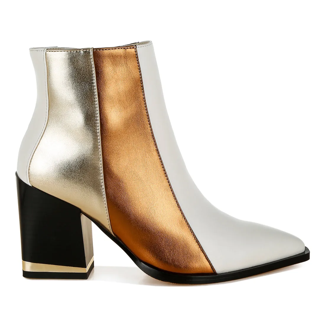 Three Tone Block Heel Boots