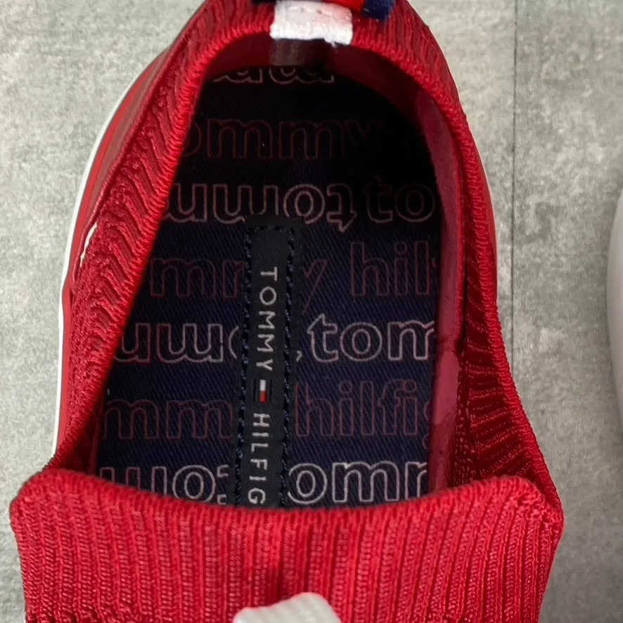 TOMMY HILFIGER Women's Medium Red Fabric Gessie Stretch Knit Lace-Up Sneaker SZ9