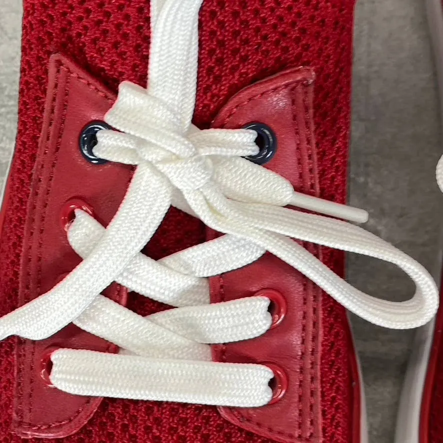 TOMMY HILFIGER Women's Medium Red Fabric Gessie Stretch Knit Lace-Up Sneaker SZ9
