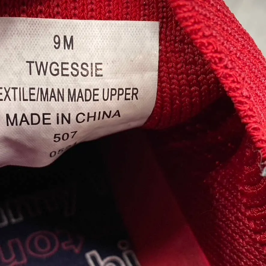 TOMMY HILFIGER Women's Medium Red Fabric Gessie Stretch Knit Lace-Up Sneaker SZ9