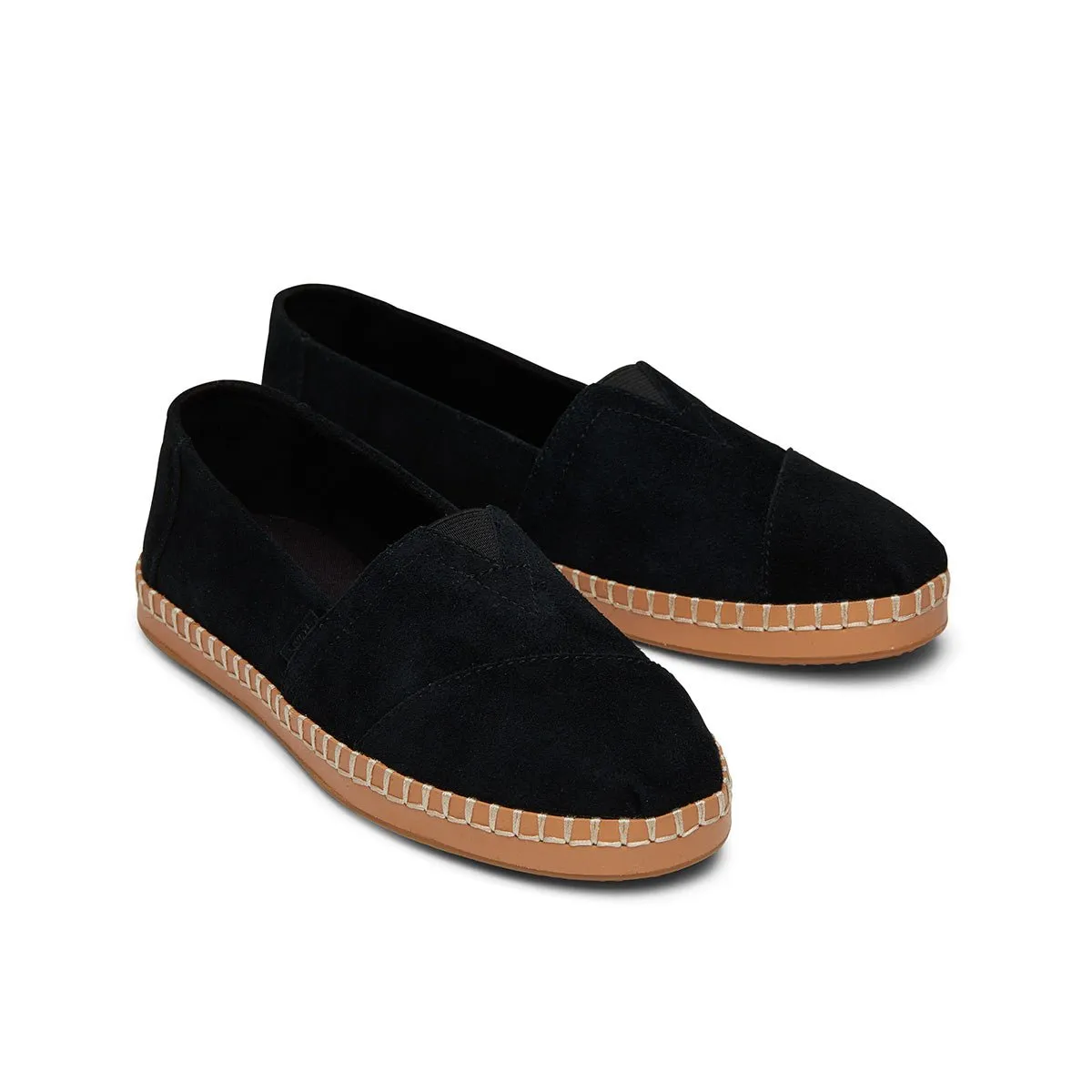 TOMS Espadrille Alpargata Leather Wrap Women - Black Suede Canvas