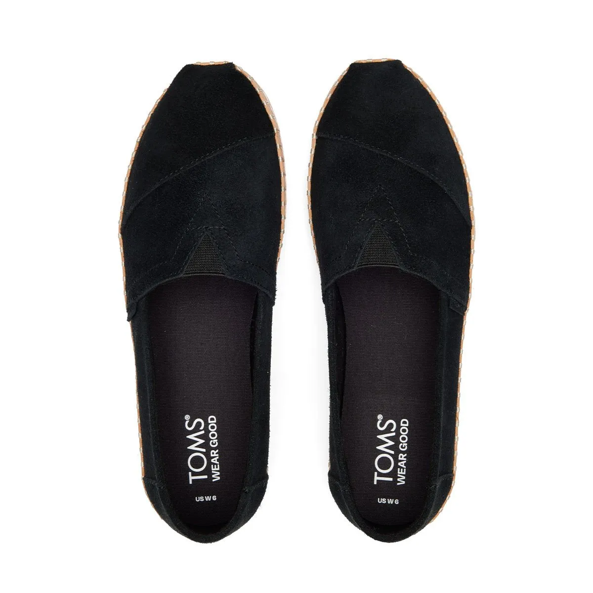 TOMS Espadrille Alpargata Leather Wrap Women - Black Suede Canvas
