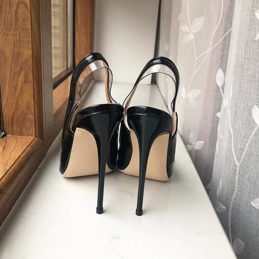 Transparent Women's Slingback Stiletto Pumps