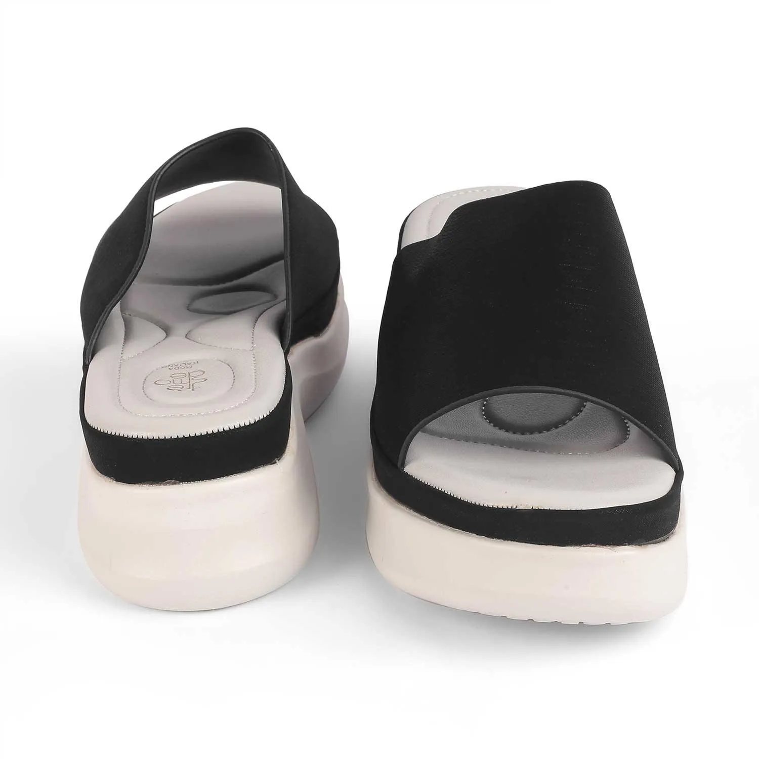 Tresmode San Black Women's Casual Wedge Sandals