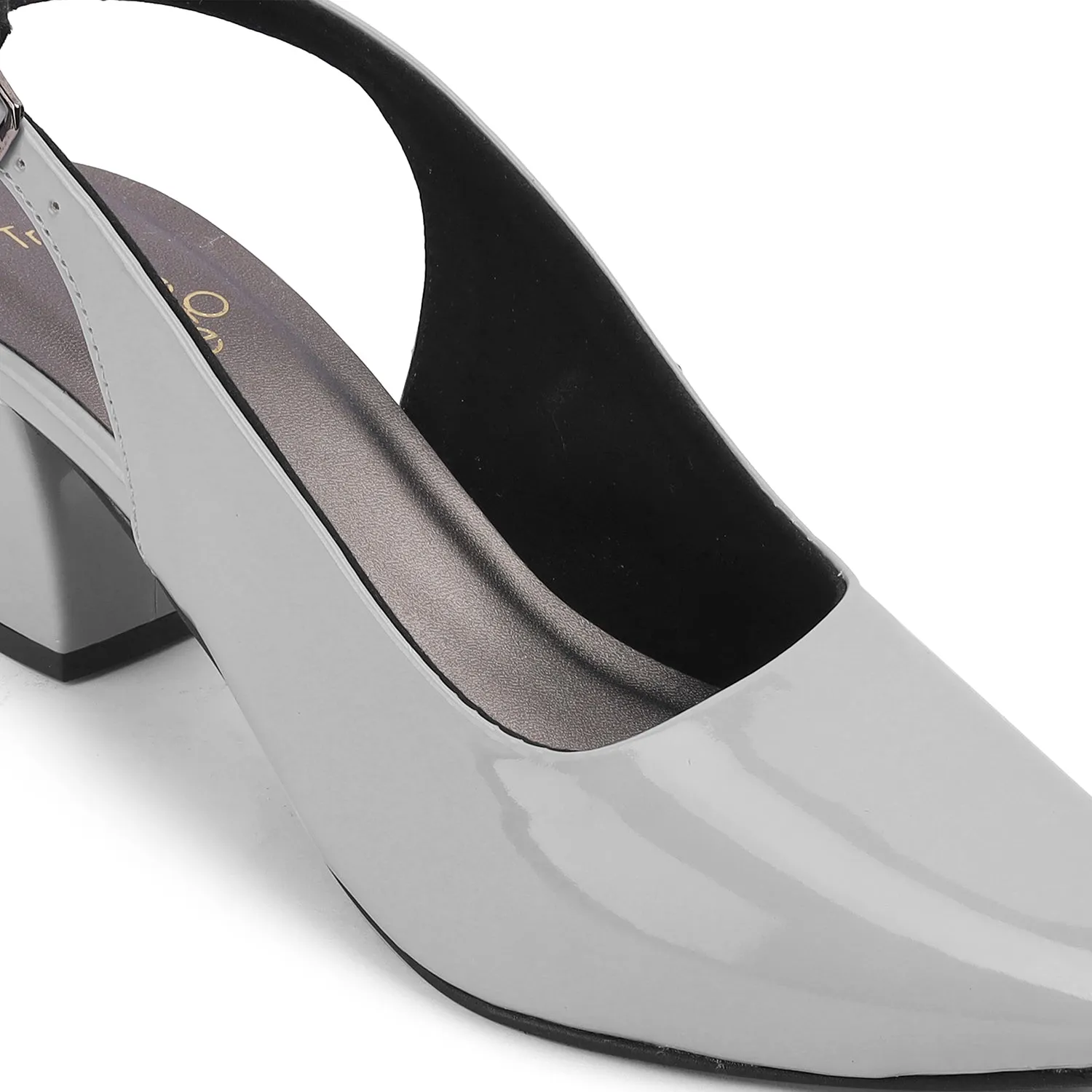 Tresmode Snump TMS-6 Grey Women's Dress Block Heel Pumps