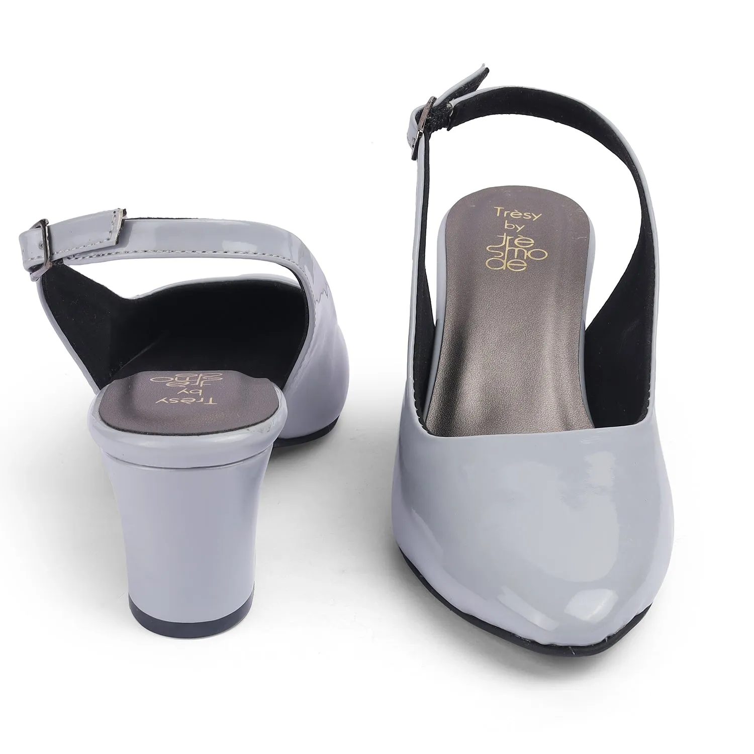 Tresmode Snump TMS-6 Grey Women's Dress Block Heel Pumps