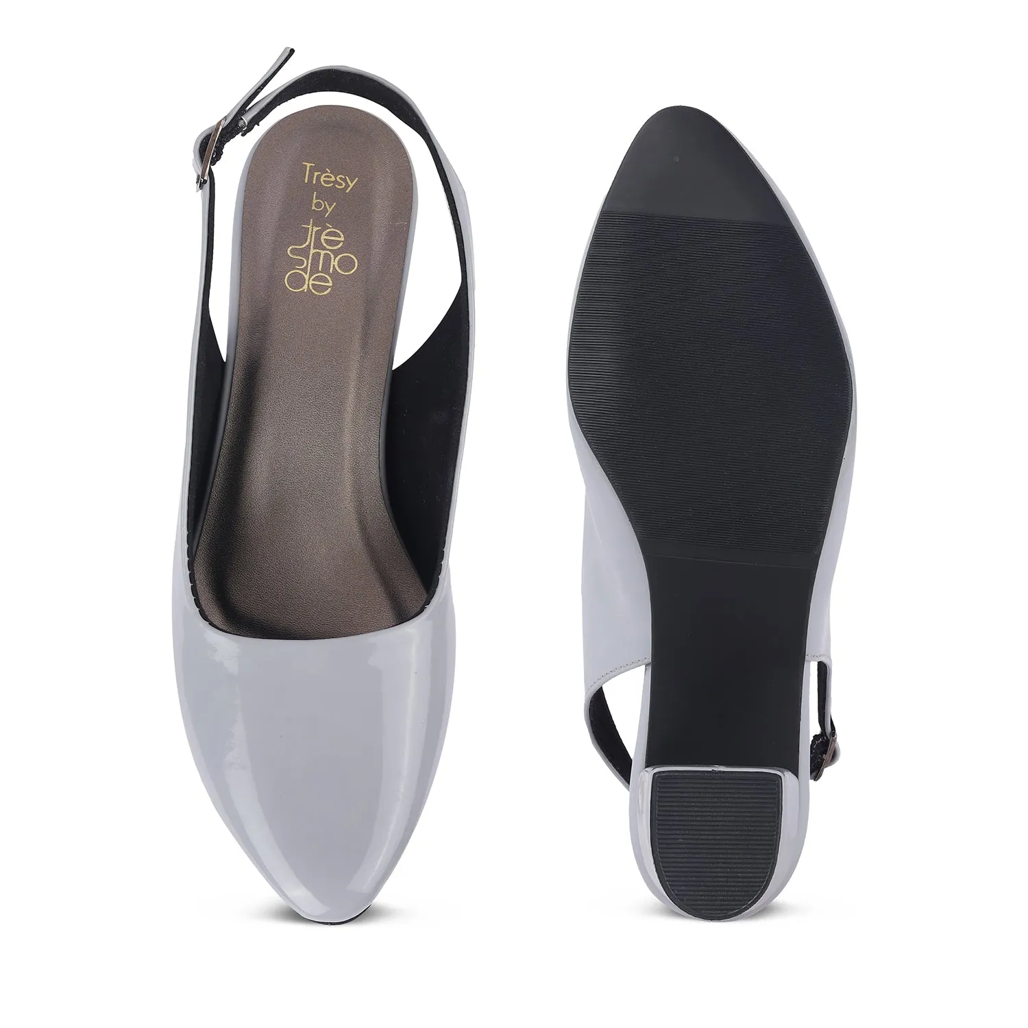 Tresmode Snump TMS-6 Grey Women's Dress Block Heel Pumps
