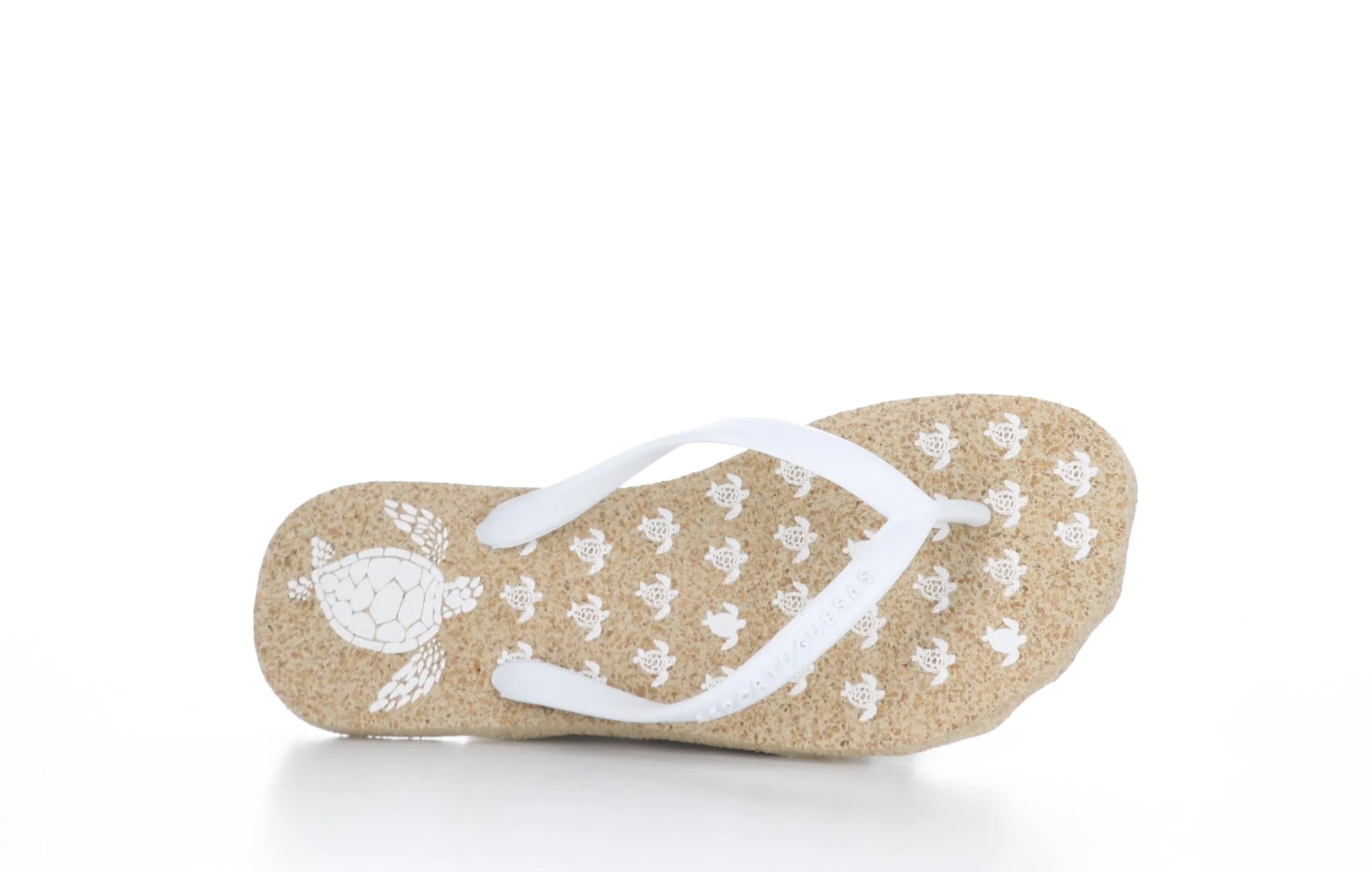 TURTLE_M White Rubber Strap Beach Flip-Flops