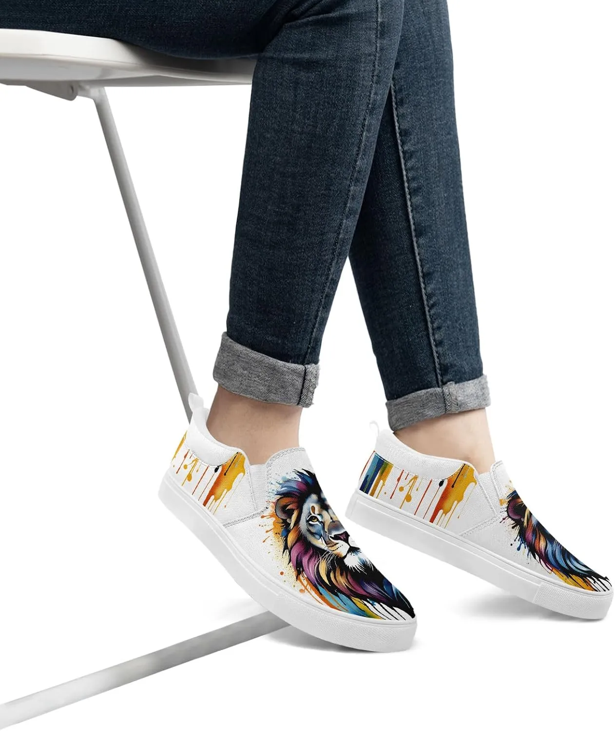Unisex Skull Slip on Shoes Canvas Sneakers Low Top Casual Shoes Comfortable Non Slip Loafers