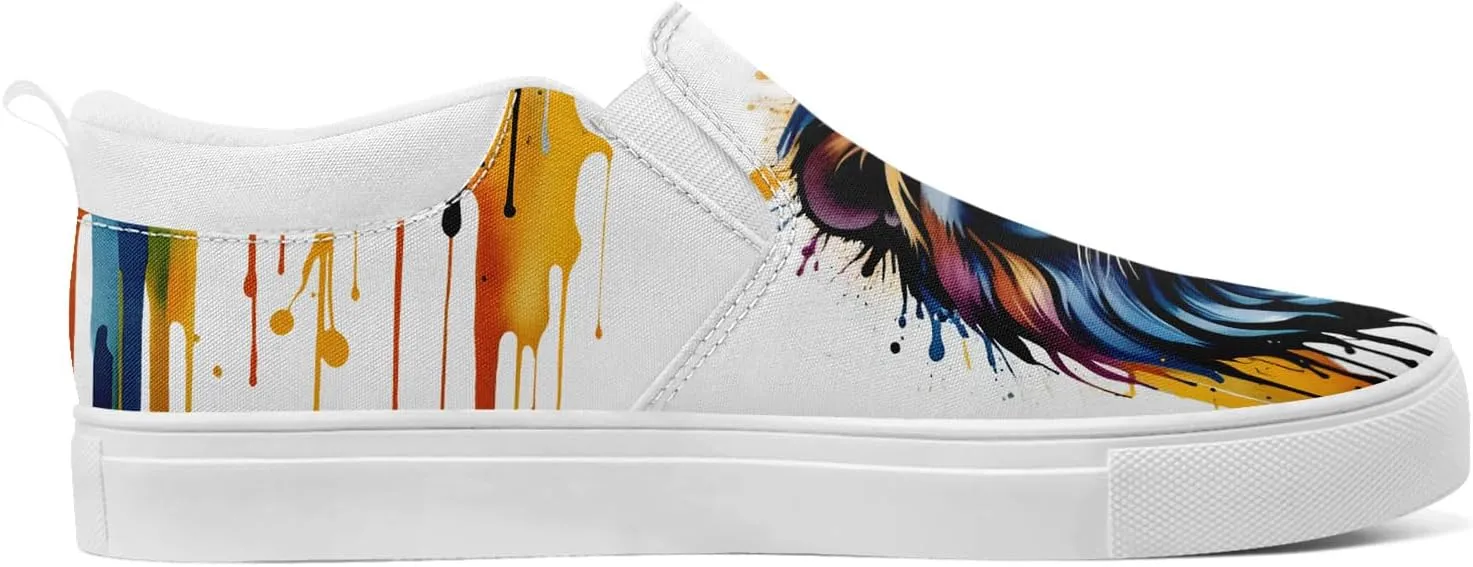 Unisex Skull Slip on Shoes Canvas Sneakers Low Top Casual Shoes Comfortable Non Slip Loafers