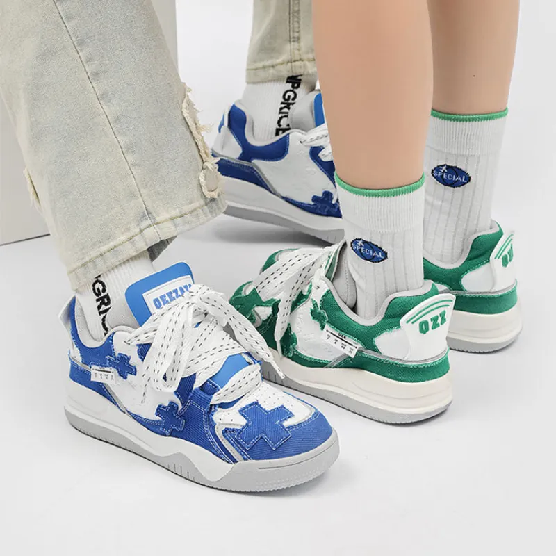 Urban Street Denim Paneled Casual Sneakers