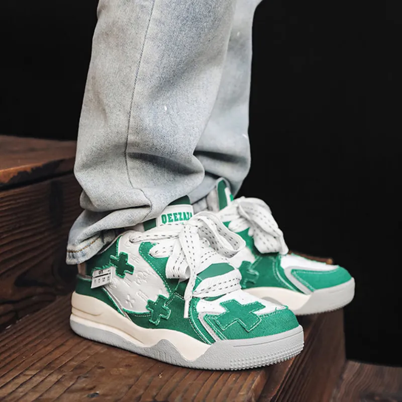 Urban Street Denim Paneled Casual Sneakers