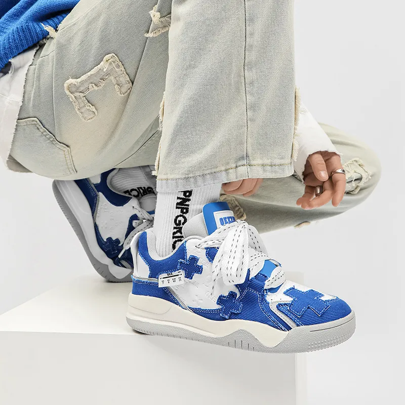 Urban Street Denim Paneled Casual Sneakers