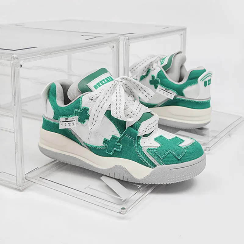 Urban Street Denim Paneled Casual Sneakers