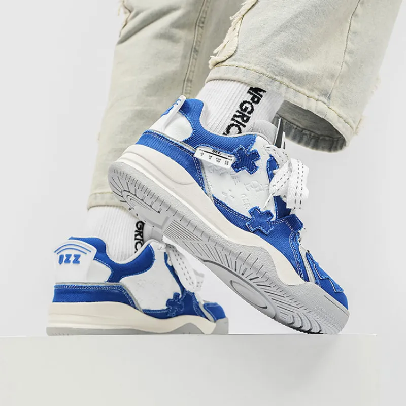 Urban Street Denim Paneled Casual Sneakers