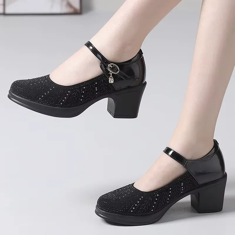 USS Shoes Margot Women's Thick Heel Patent Pumps