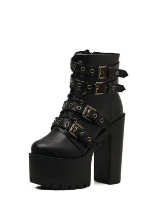 USS Shoes Roswel Women's Black Platform Ankle Boots