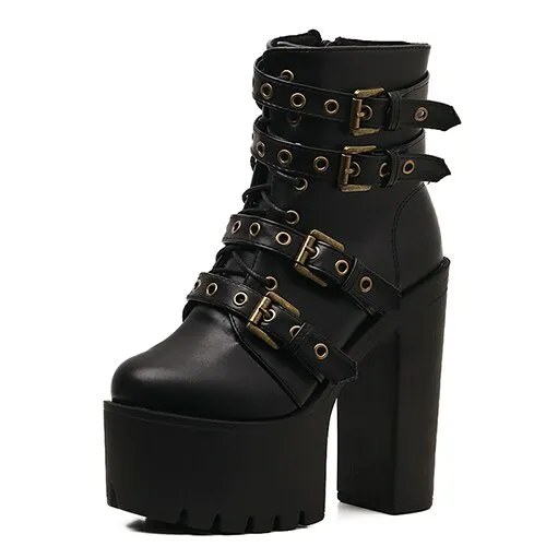 USS Shoes Roswel Women's Black Platform Ankle Boots