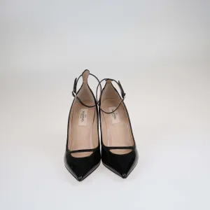 Valentino Black Ankle Strap Cuff Pointed Toe Pumps