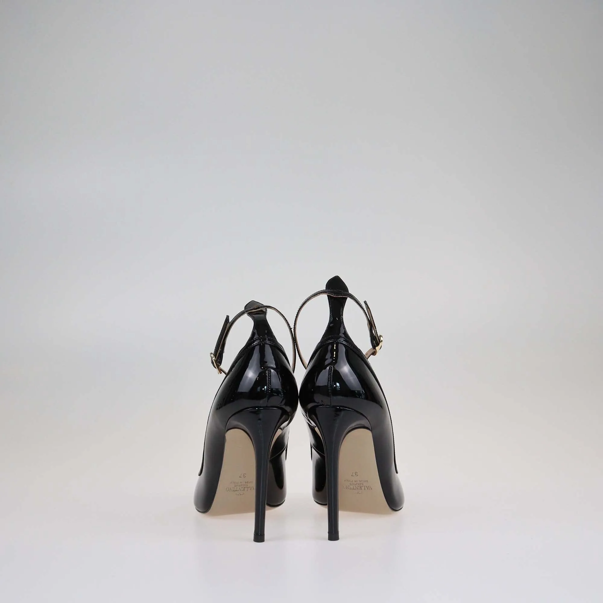 Valentino Black Ankle Strap Cuff Pointed Toe Pumps