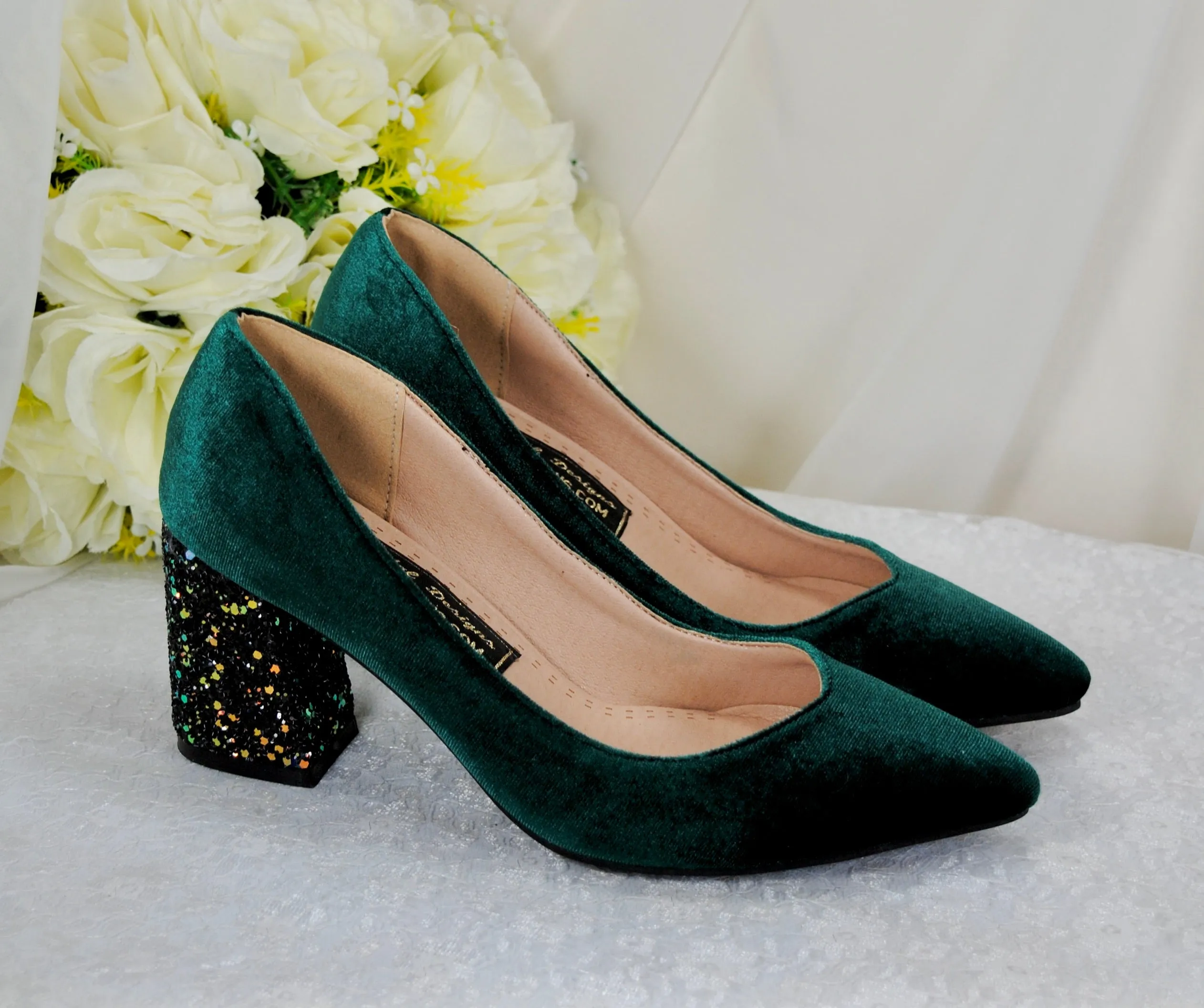 Velvet Block Heels