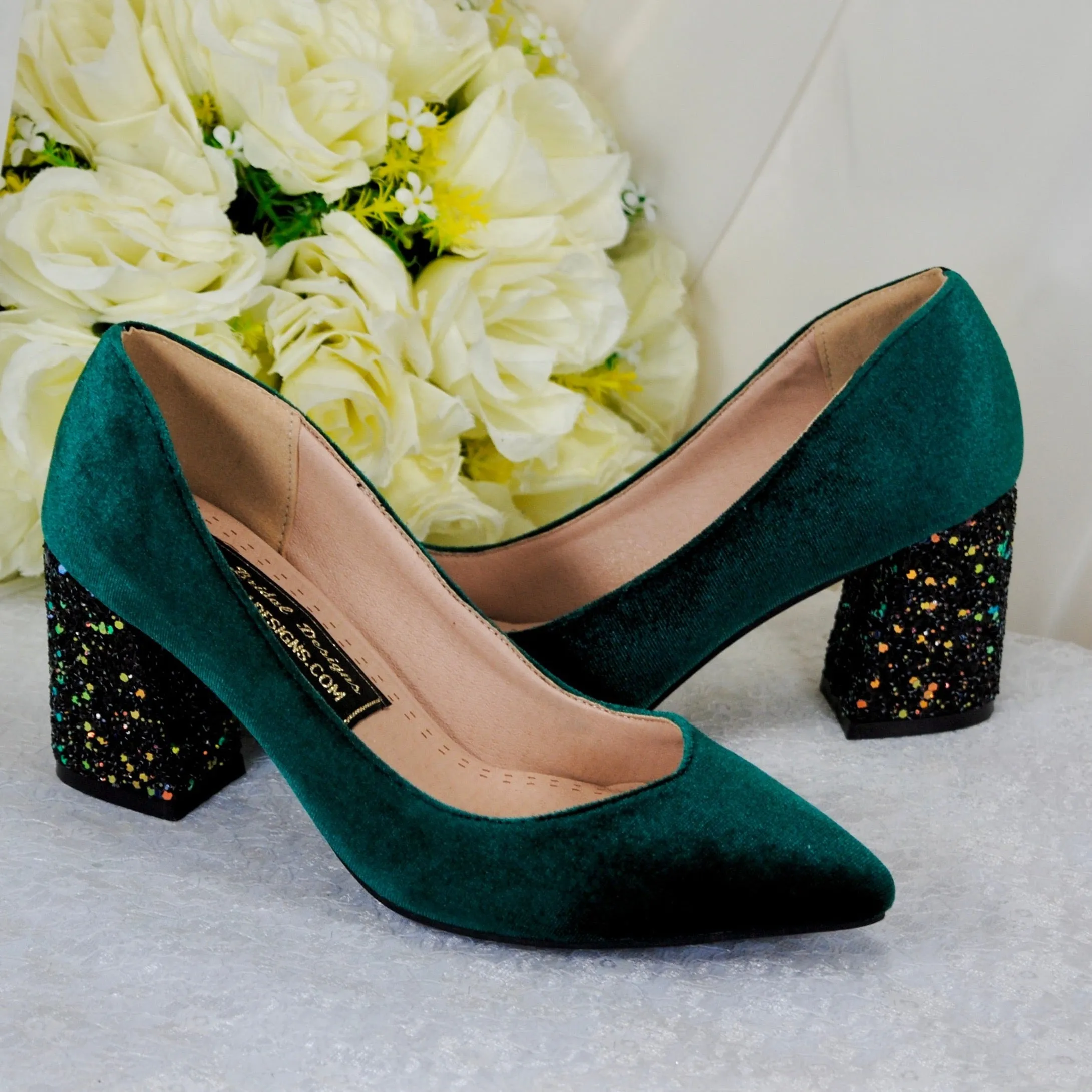 Velvet Block Heels